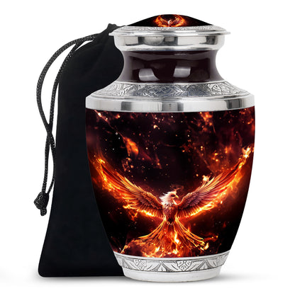 Classic Phoenix Urn - Aluminium Ash Holder for Male and Female