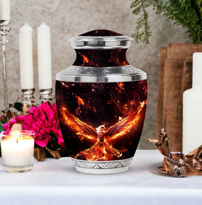 White Phoenix Memorial Urn, Classic Large Urn for Mom.