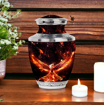 White Phoenix Memorial Urn, Classic Large Urn for Mom.