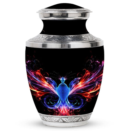 Vivid and colorful phoenix design cremation urn