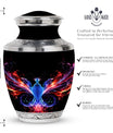 Vivid and colorful phoenix design cremation urn