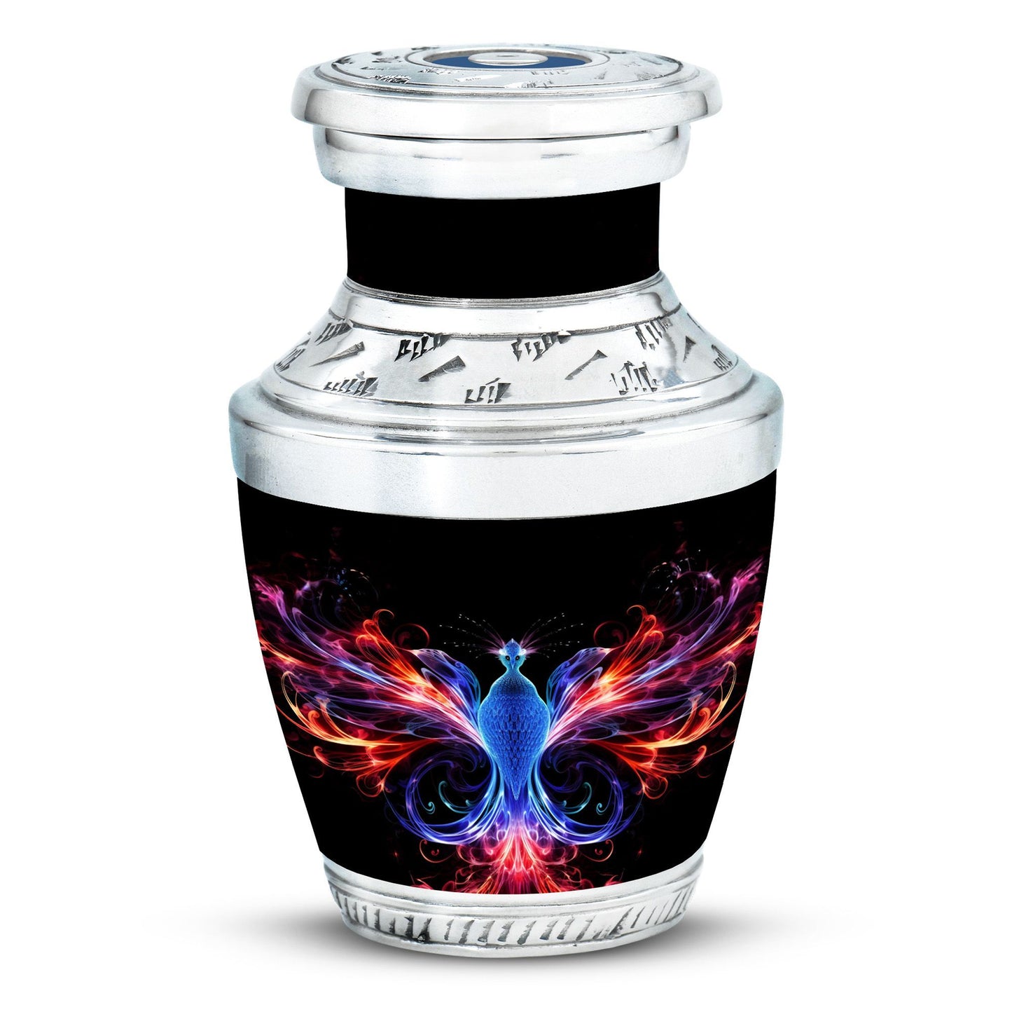 Vivid and colorful phoenix design cremation urn