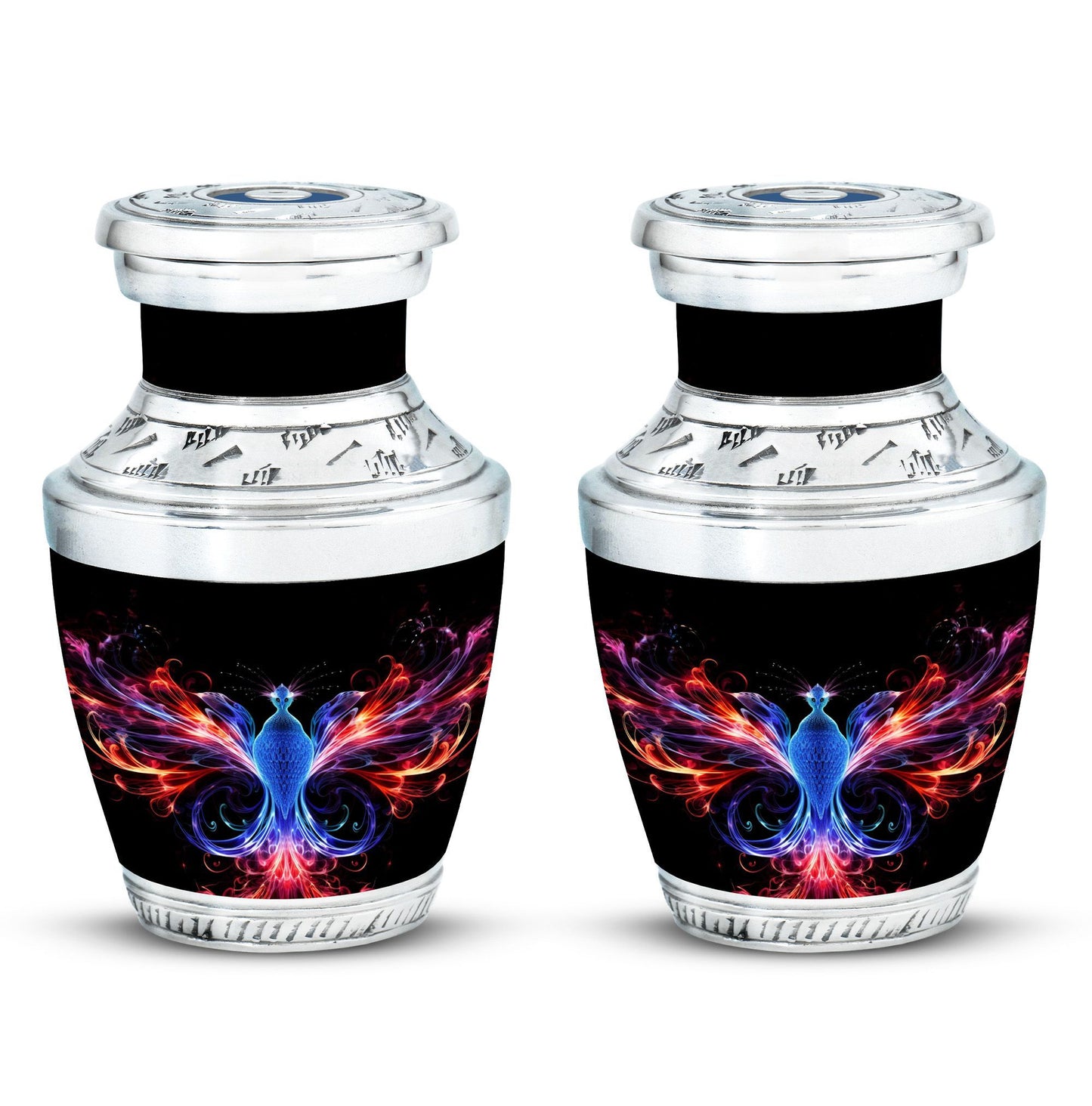 Vivid and colorful phoenix design cremation urn