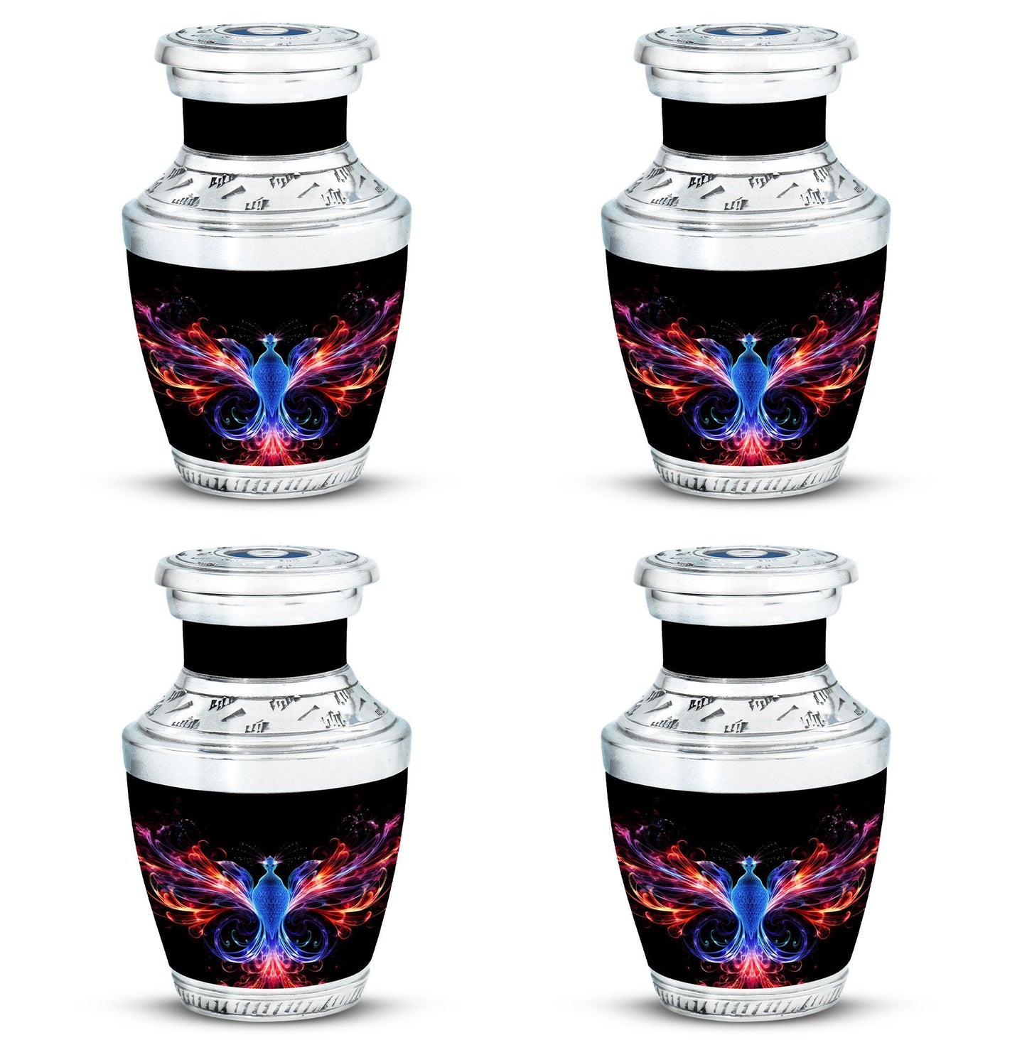 Vivid and colorful phoenix design cremation urn