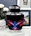 Vivid and colorful phoenix design cremation urn