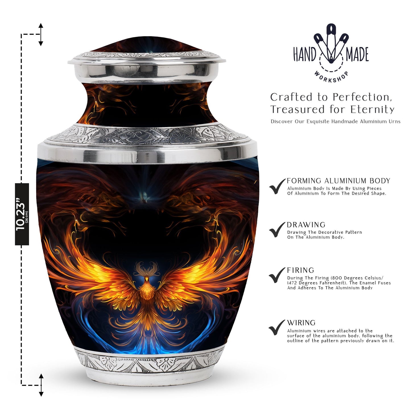 Classic 3 inch yellow phoenix aluminum urn