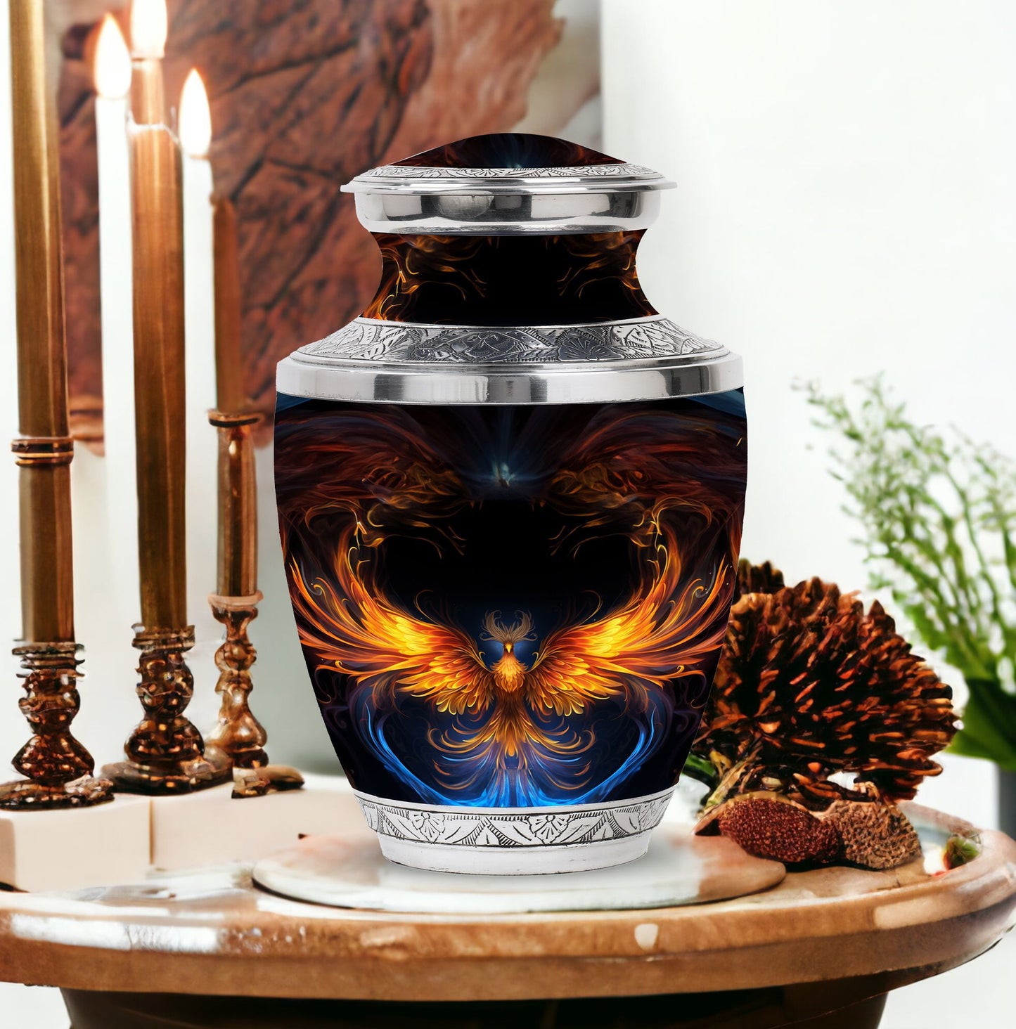 Classic 3 inch yellow phoenix aluminum urn