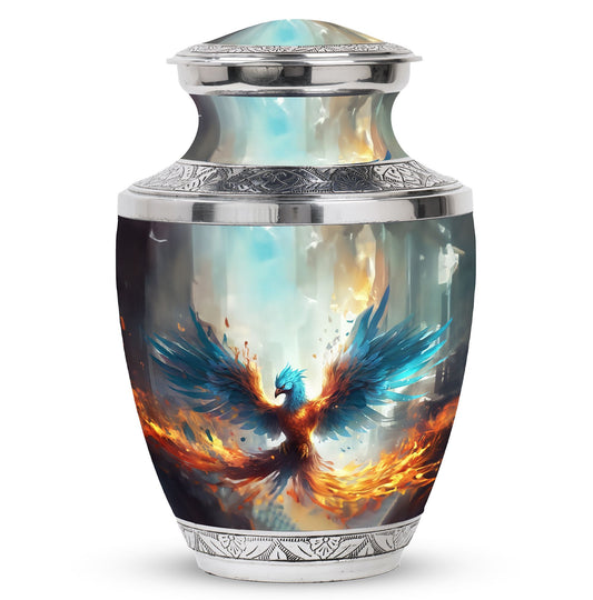 Classic Blue Phoenix Cremation Urn for adults.