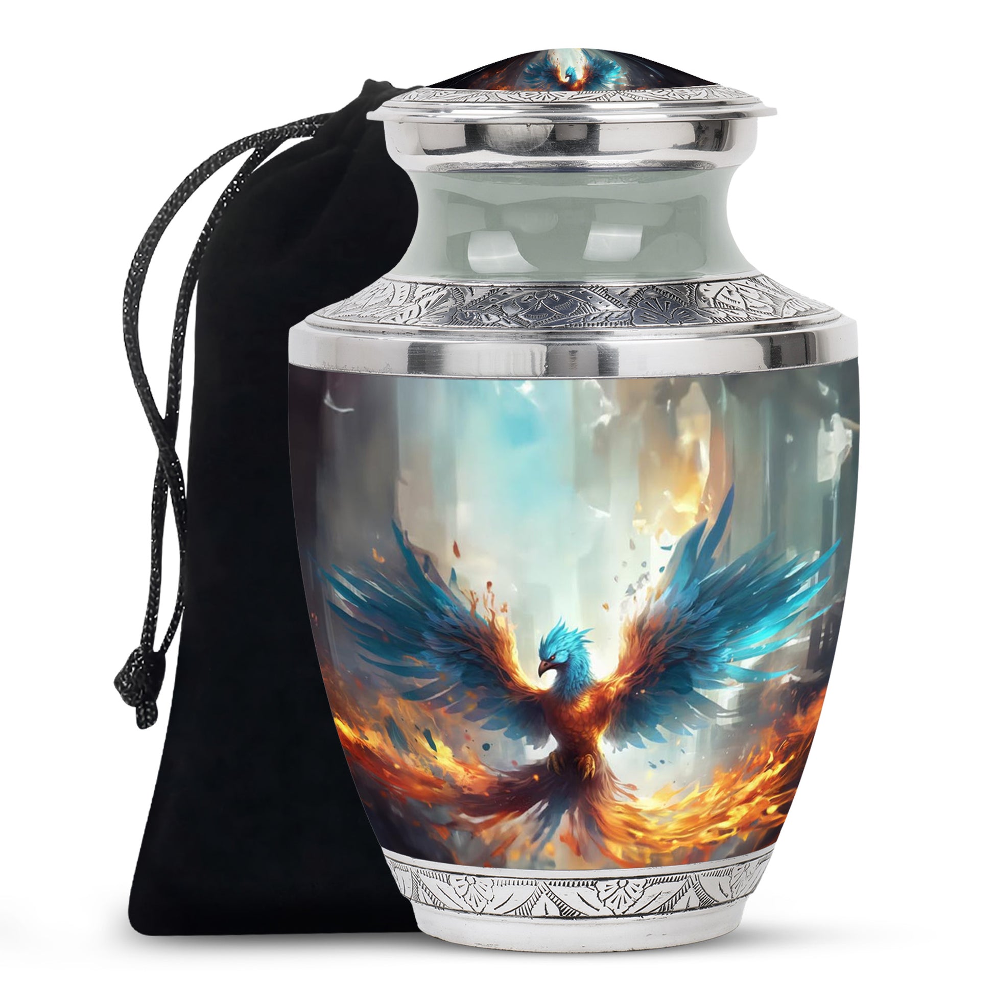 Elegant Phoenix Metal Cremation Urn for Human Ashes - Urn for Men