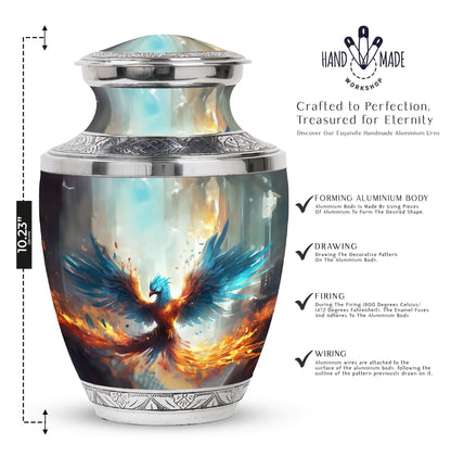 Classic Blue Phoenix Cremation Urn for adults.