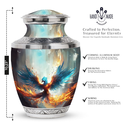 Classic Blue Phoenix Cremation Urn for adults.