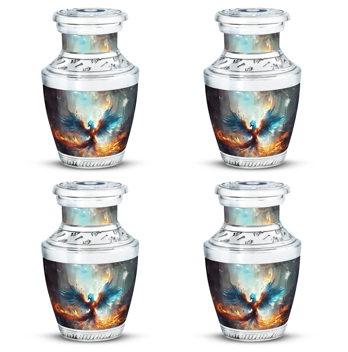 Classic Blue Phoenix Cremation Urn for adults.