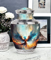 Classic Blue Phoenix Cremation Urn for adults.