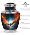Blue Phoenix Cremation Urn, 3-inch classic urn.