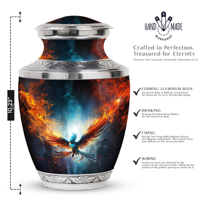 Blue Phoenix Cremation Urn, 3-inch classic urn.