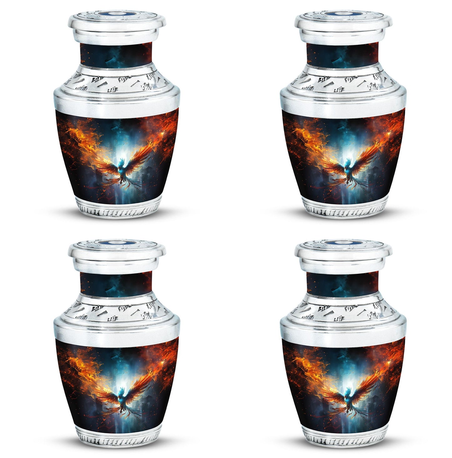 Blue Phoenix Cremation Urn, 3-inch classic urn.