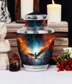 Blue Phoenix Cremation Urn, 3-inch classic urn.