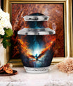 Blue Phoenix Cremation Urn, 3-inch classic urn.