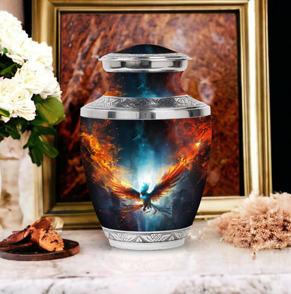 Blue Phoenix Cremation Urn, 3-inch classic urn.