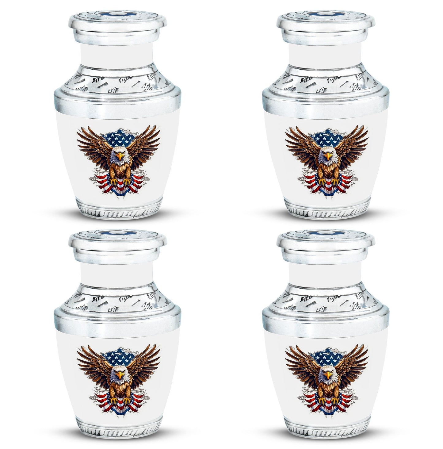 classic urn for ashes with eagle and American flag design.