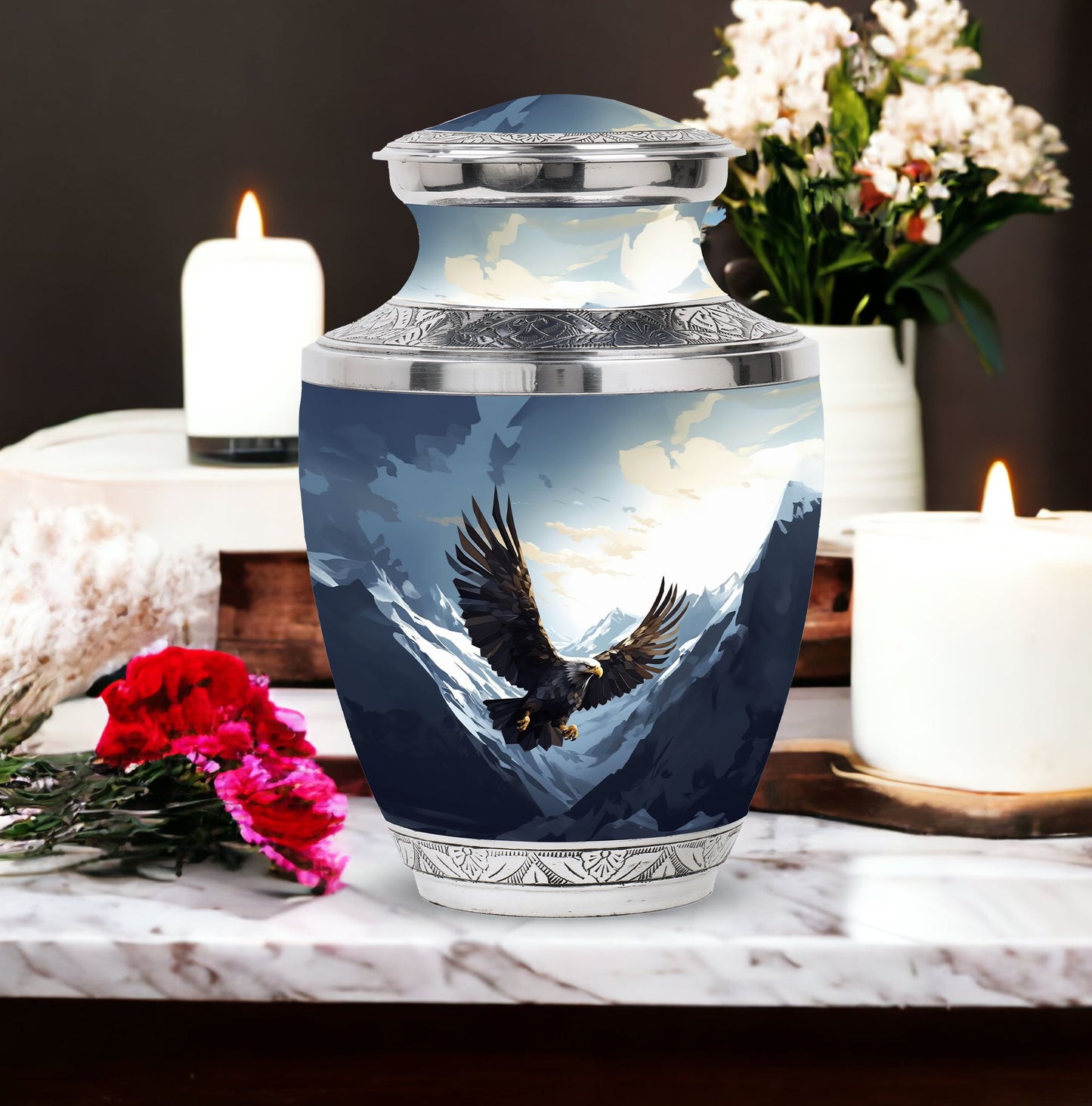 Large 3-inch Classic Flying Eagle Urn for Human Ashes.