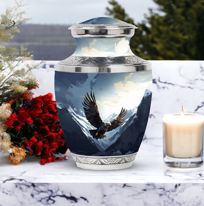 Large 3-inch Classic Flying Eagle Urn for Human Ashes.