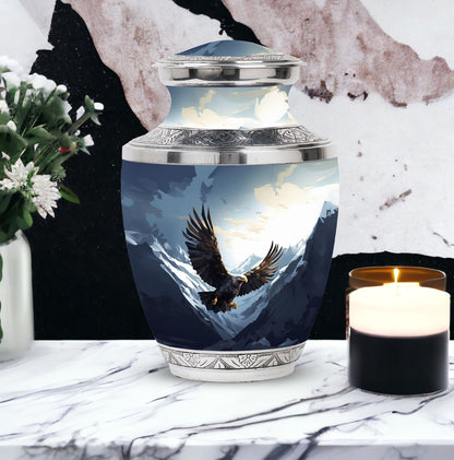 Large 3-inch Classic Flying Eagle Urn for Human Ashes.