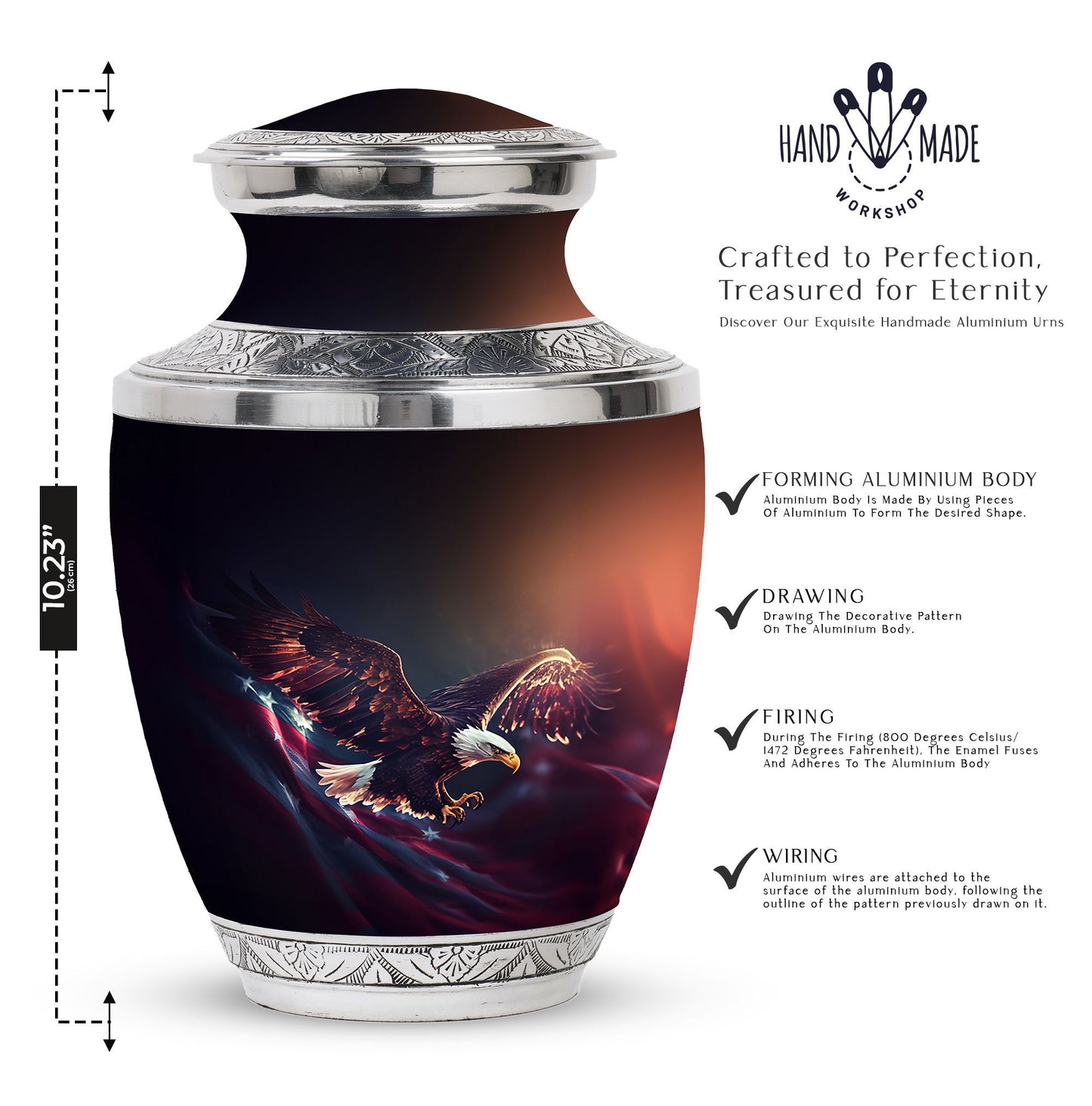 3 Inch Flying Eagle Urn made of Aluminium for Ashes,