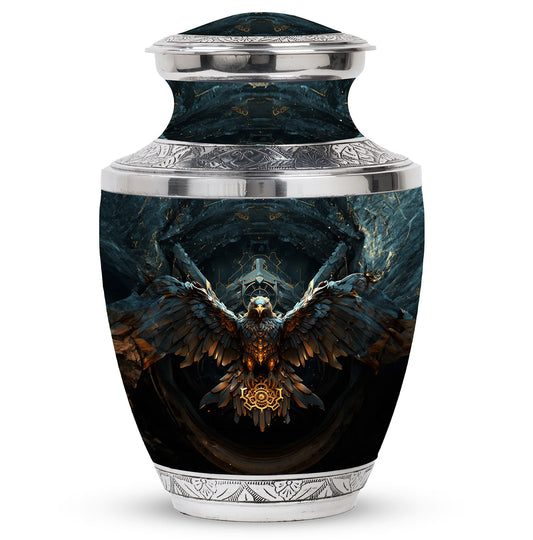 Large classic urn with an eagle design for human ashes.