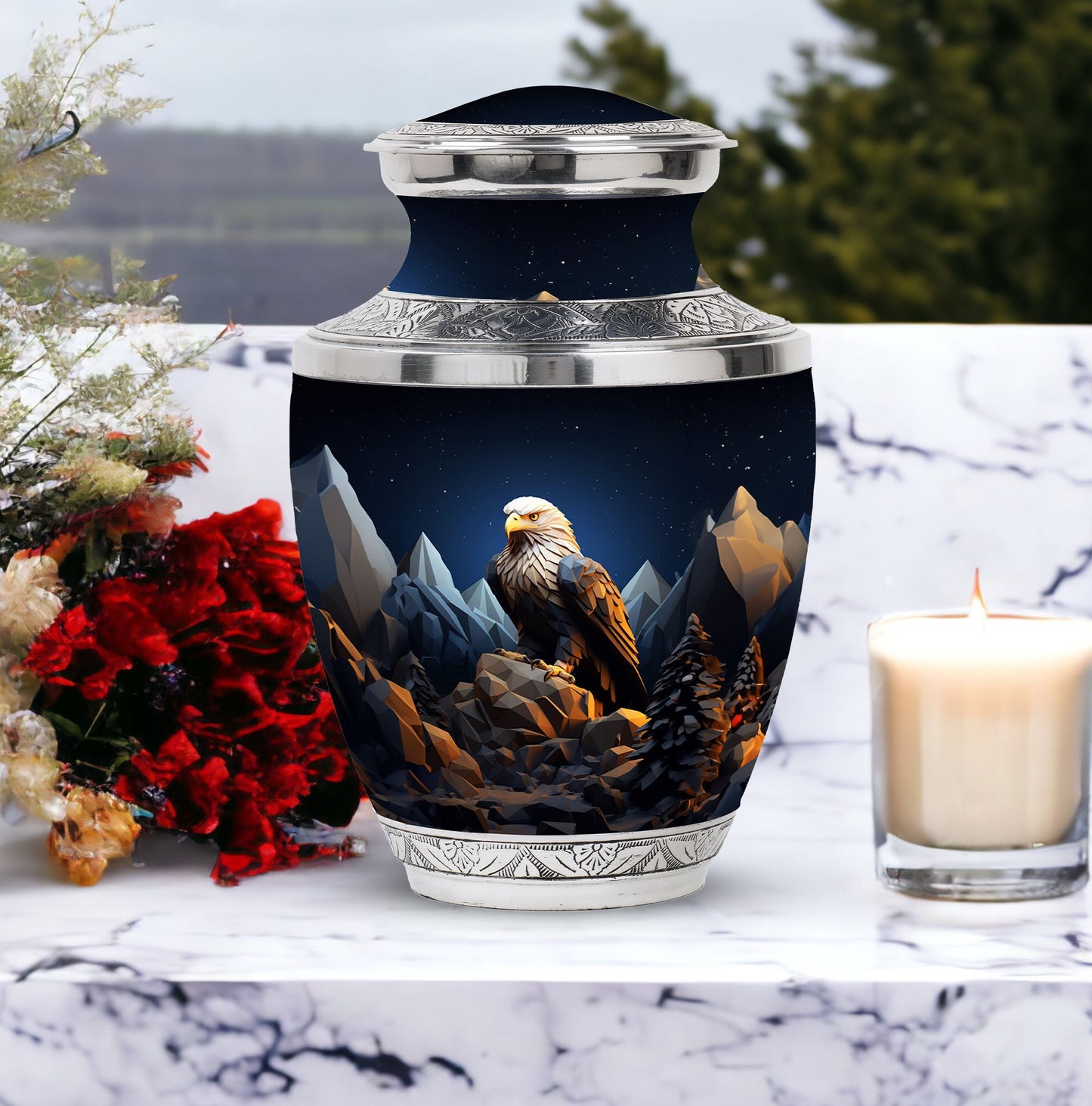 Large eagle memorial urn in classic design for ashes