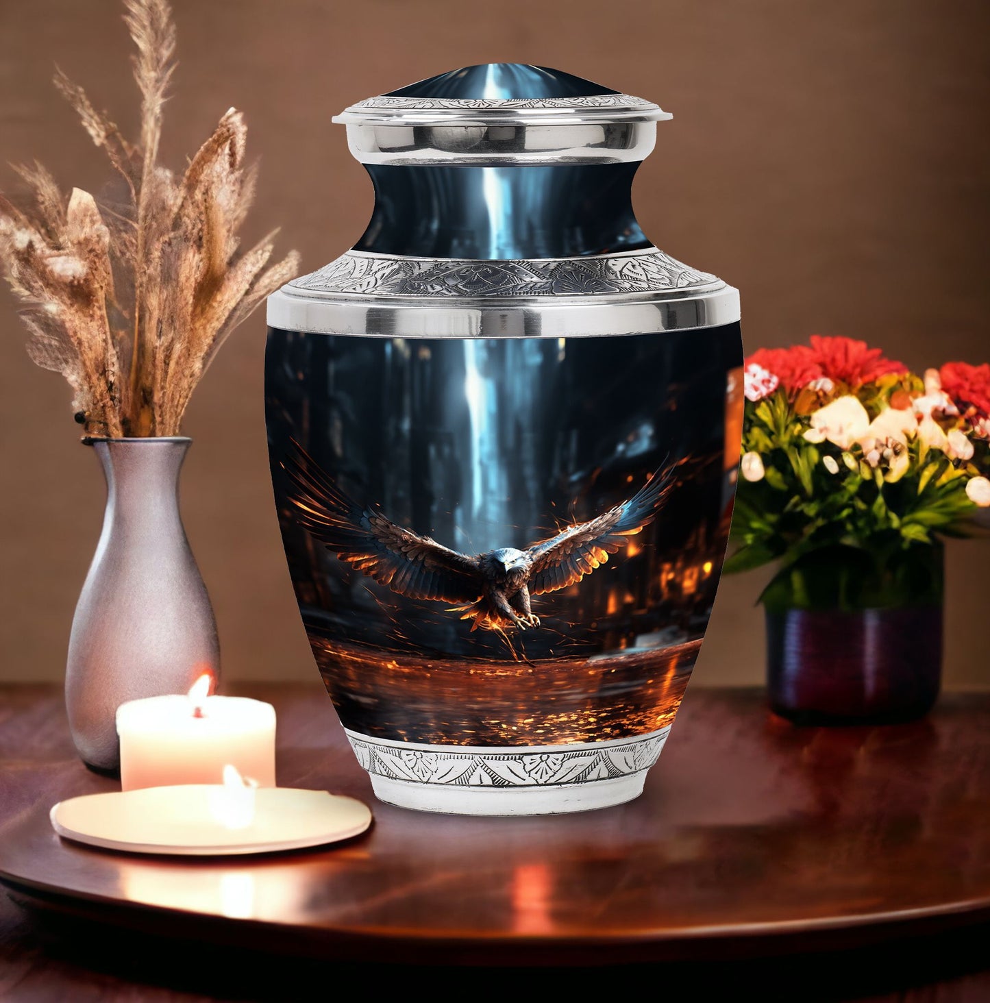 Custom Eagle Urn, large aluminium burial urn.