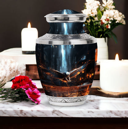 Custom Eagle Urn, large aluminium burial urn.