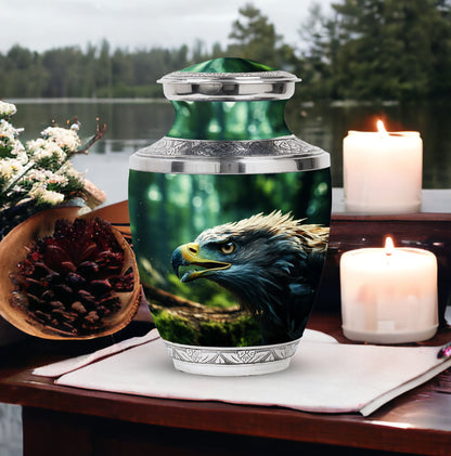 3-Inch Eagle Memorial Urn, Custom Aluminium Large Urn.