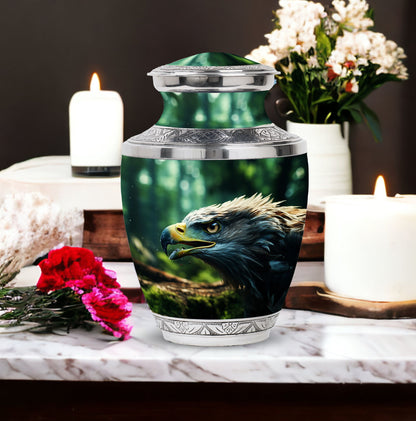 3-Inch Eagle Memorial Urn, Custom Aluminium Large Urn.