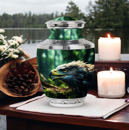 3-Inch Eagle Memorial Urn, Custom Aluminium Large Urn.