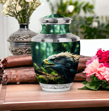 3-Inch Eagle Memorial Urn, Custom Aluminium Large Urn.