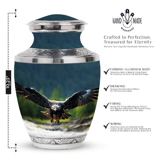 Classic Eagle Cremation Urn for ashes, 3-inch, Aluminum.
