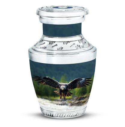 Classic Eagle Cremation Urn for ashes, 3-inch, Aluminum.