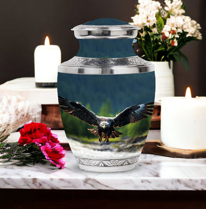 Classic Eagle Cremation Urn for ashes, 3-inch, Aluminum.