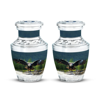 Classic Eagle Cremation Urn for ashes, 3-inch, Aluminum.