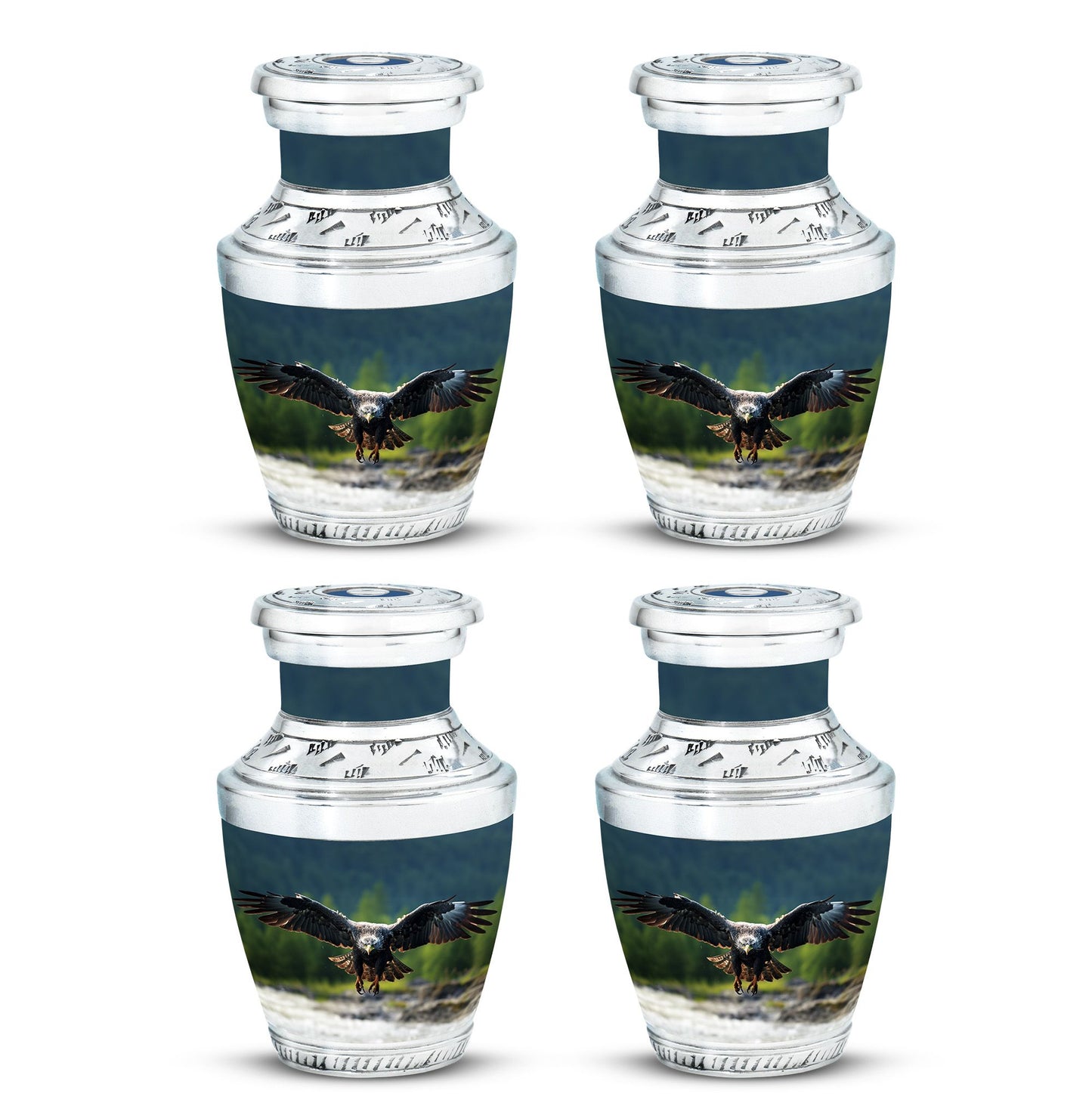 Classic Eagle Cremation Urn for ashes, 3-inch, Aluminum.