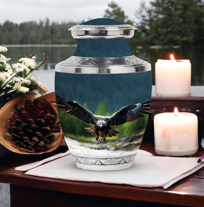 Classic Eagle Cremation Urn for ashes, 3-inch, Aluminum.