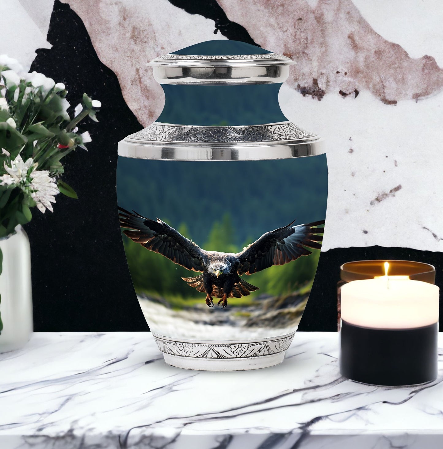 Classic Eagle Cremation Urn for ashes, 3-inch, Aluminum.