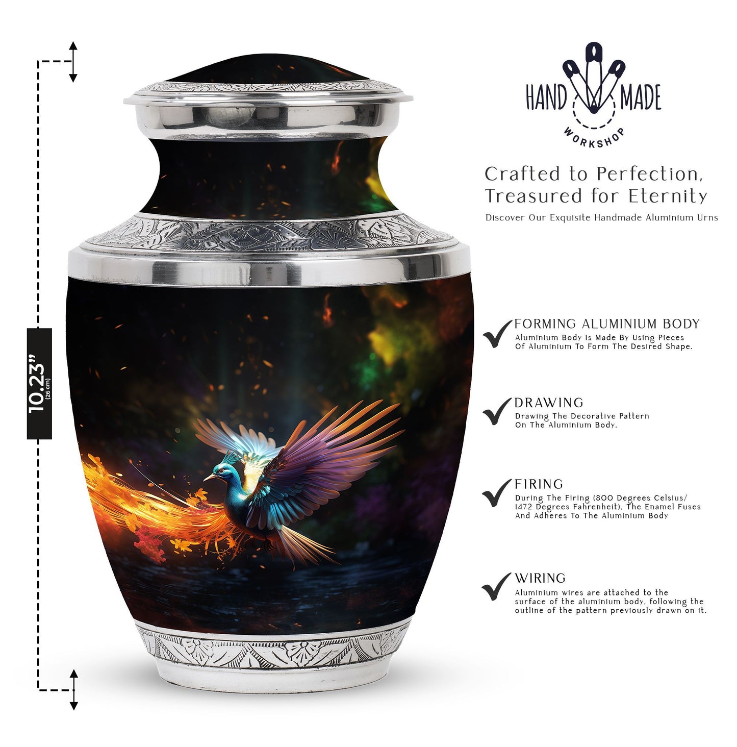 Colorful 3-inch classic swan urn.