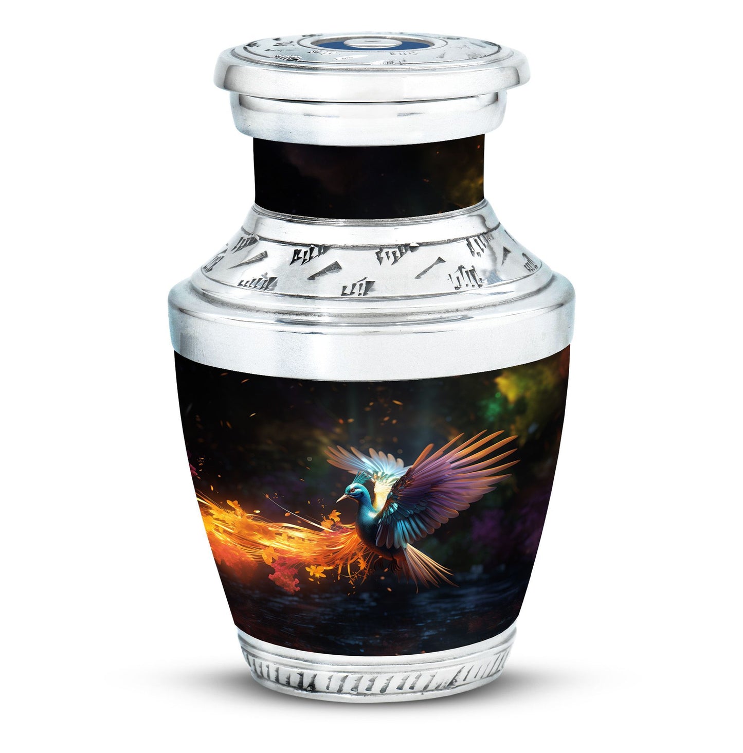 Colorful 3-inch classic swan urn.