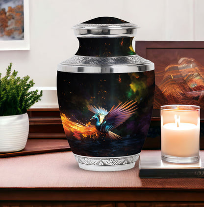 Colorful 3-inch classic swan urn.