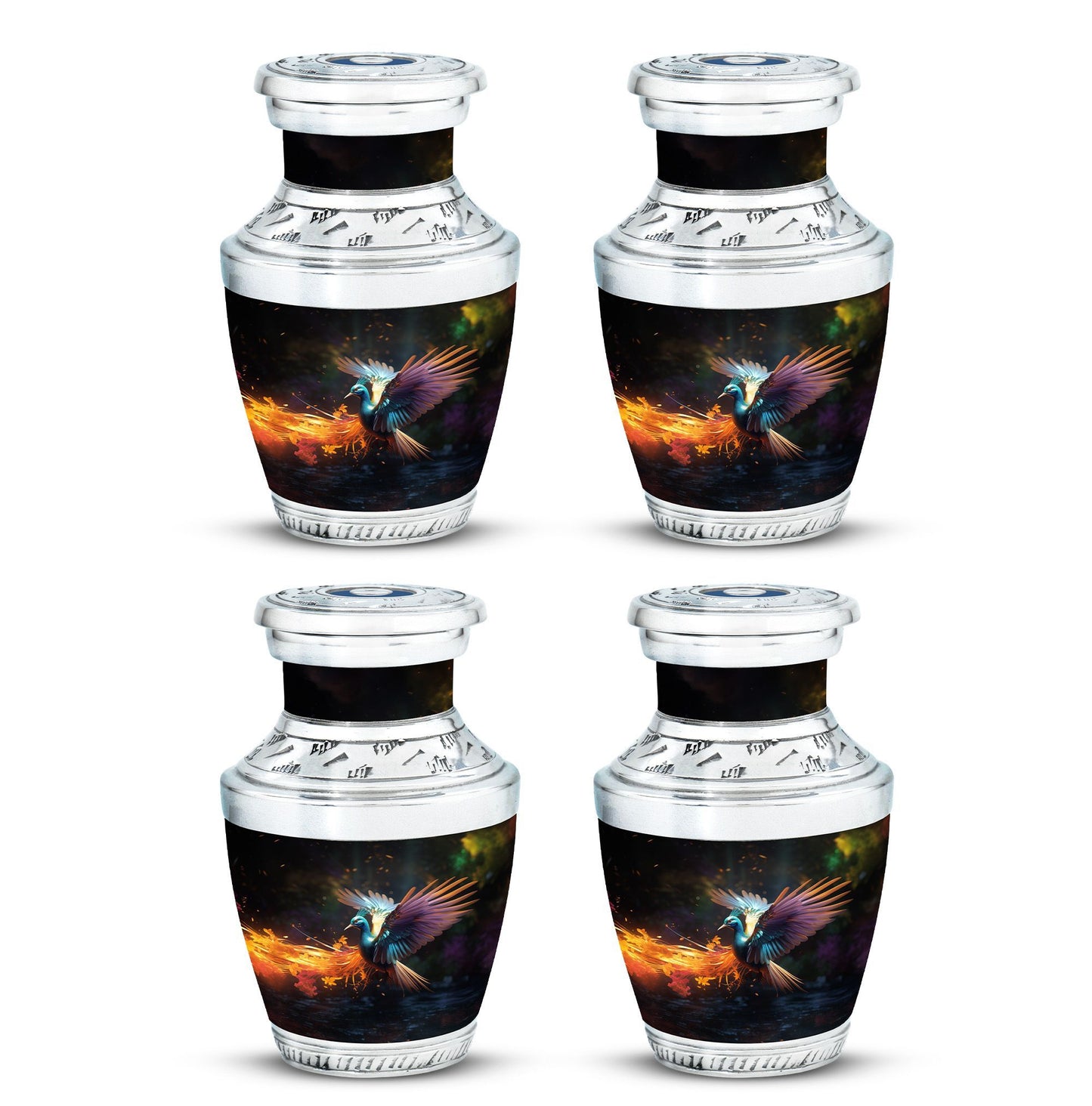 Colorful 3-inch classic swan urn.