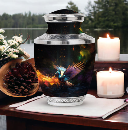 Colorful 3-inch classic swan urn.