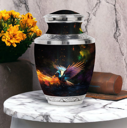 Colorful 3-inch classic swan urn.