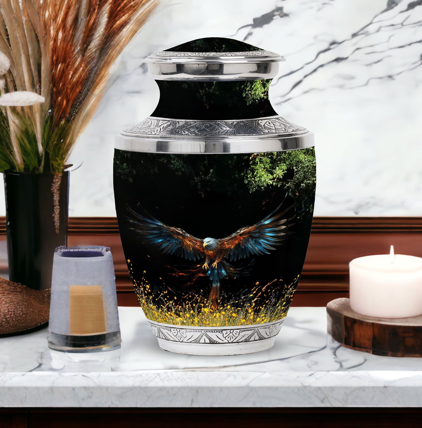 Classic Eagle Cremation Urn, aluminium.